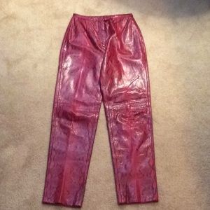 Leather pants butter soft red Python size 4 EUC